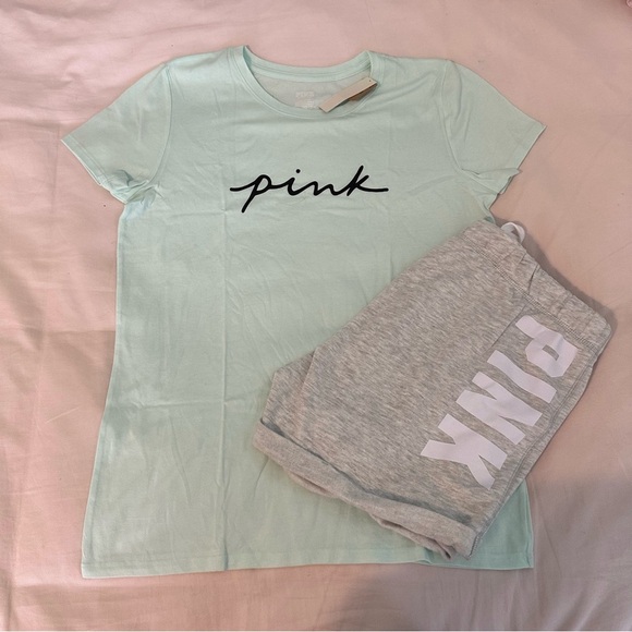Victoria’s Secret PINK Campus T-Shirt and Boyfriend Shorts - Picture 1 of 5